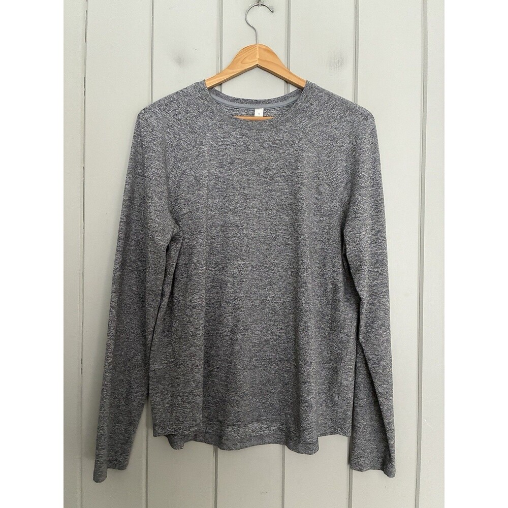 Lululemon License to Train Classic Fit Long Sleeve Shirt Heathered Black Gray 10